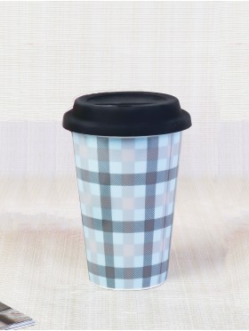 Plaid Fine Porcelain Coffee Mug With Gift Box